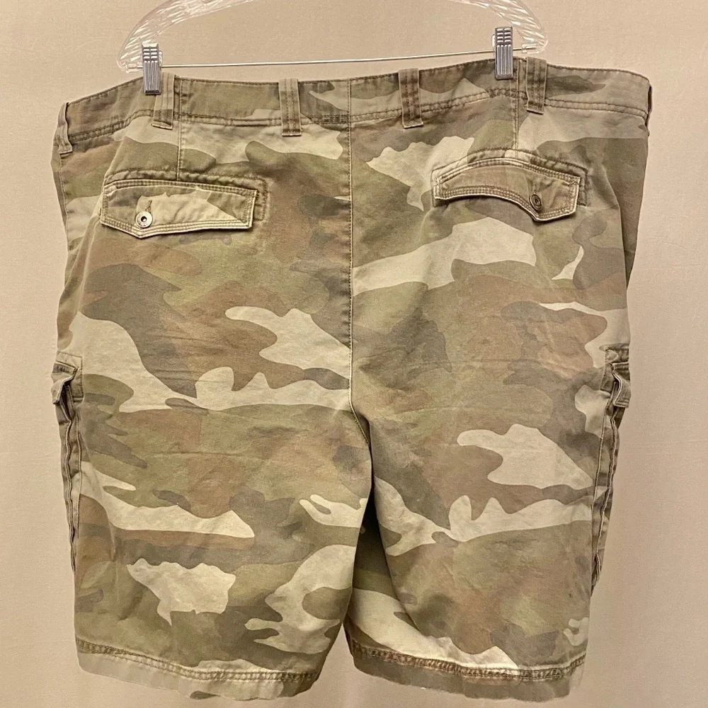TRUE NATION 54 Camo Green Cargo Shorts, Men’s Big & Tall, Camouflage Army Green